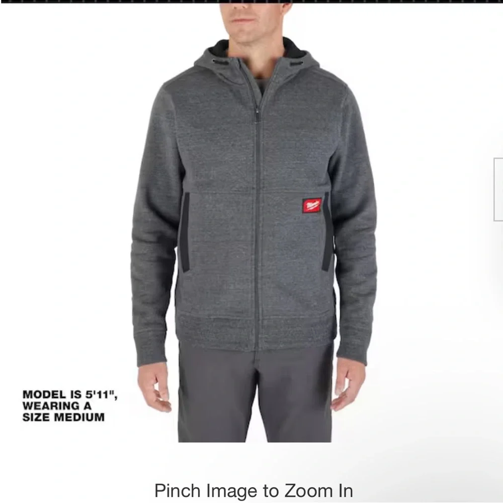 Milwaukee Grey Gridiron Full Zip Hoodie Size XL